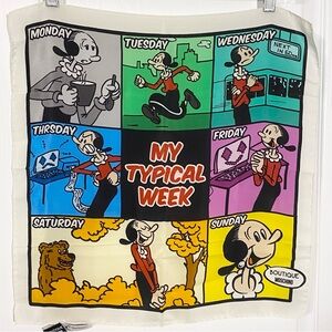 NEW Boutique Moschino SILK Olive Oyl Comic Scarf 19” Square